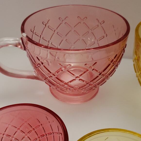 Lot of 4 decorative glass cups 12 oz and 4 small bowls 3 oz multi colored - Picture 4 of 11